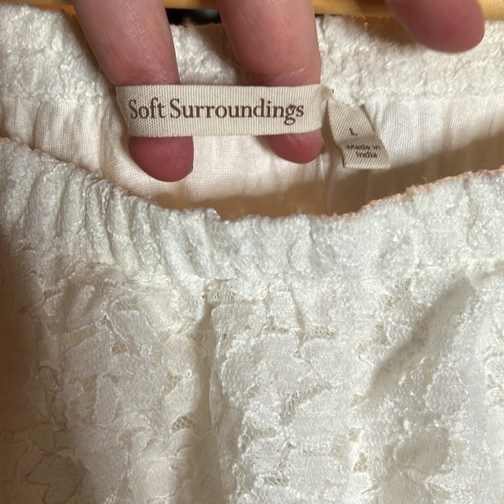 NWT Soft Surroundings Limoges Lace Off Shoulder Ivory Crochet Blouse Size Large - Picture 5 of 9